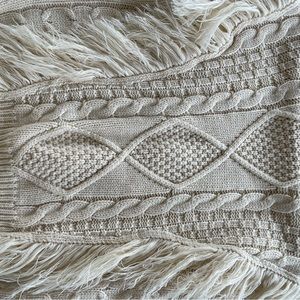 Off white oversized sweater fringe design